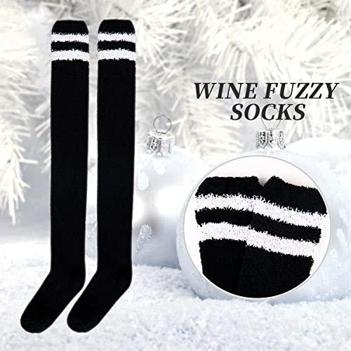 Image of Benefeet Sox Girls Cute Animal Fuzzy Knee High Socks Womens Funny Striped Cozy Winter Warm FluffyThigh High Socks Leg Warmers