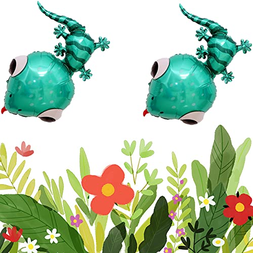 Image of Gecko Balloon Gecko Foil Mylar Balloons for Garden Insect Animals Theme Birthday Party Supplies Decorations 32 inch 5PCS