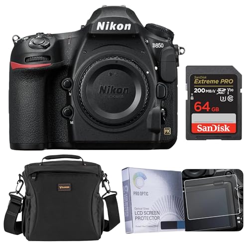 Nikon D850 DSLR Camera, with 64GB Memory Card, Slinger Shoulder Bag, Screen Protector, Nikon 1 Year Warranty