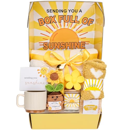 EXTALOW Gift Baskets for Women, Unique Birthday ,Get Well Soon Gift Basket, Care Package Sending Sunshine Box Thinking of You for Mom Wife Sister Best Friends Teen Girls