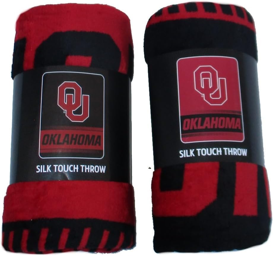 VF Oklahoma Sooners Set of 2 Throw Blankets, 45" x 60" inches Polyester Team Colors