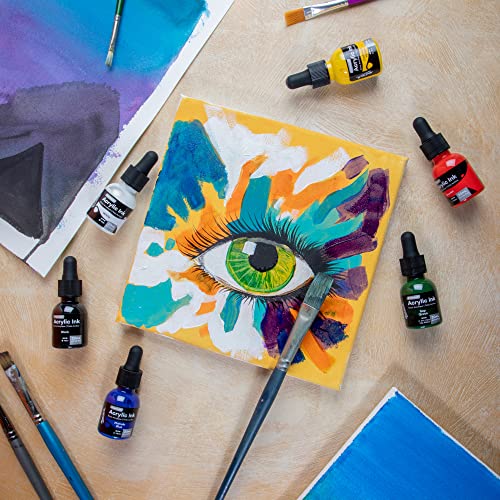 Mont Marte Acrylic Ink Premium 12pc x 20ml (0.7 US fl.oz), Acrylic Inks for Artists Essential Colours - Image 4