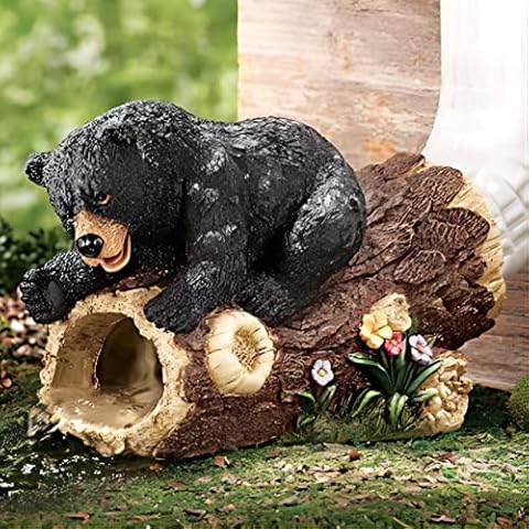 Whimsical Bear Gutter Downspout Extension Statue, Flexible Gutter Guardian Downspout Diverter, Full Color Funny Garden Decor Sculpture for Lawn Yard, Fitting Downspouts up to 2½" x 3" Cover