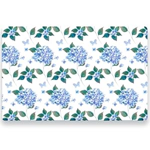 WRAPAHOLIC 50 Sheets Hydrangea Floral Paper Place Mats – 11 x 17 Inch Disposable Placemat Blue Hydrangea Decorative Paper Table Mats for Dinner Table Setting Wedding Party Supplies