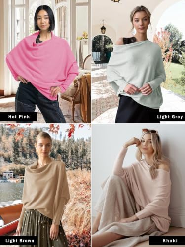Image of Imily Bela Batwing Boat Neck Sweaters for Women Spring Long Sleeve Soft Knit Loose Baggy Pullover Jumper Top