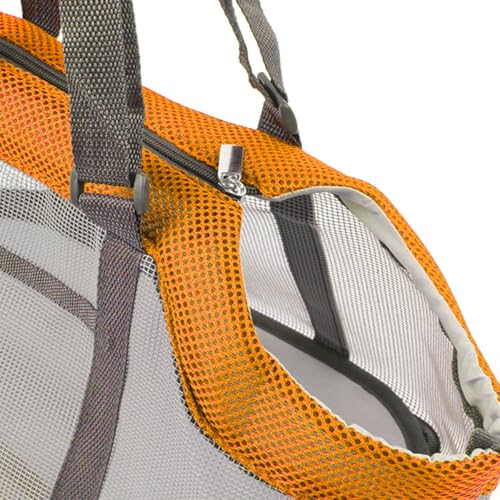 Atmungsaktive in Orange Handtasche aus Nylon und Mesh Welpen Tragbare und Faltbare Haustier Transporttasche für Camping und Ausflüge mit Hunden und Katzen – Bild 7