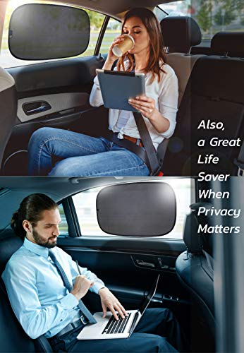 XL Car Window Shade (4-Pack) - UPF 50+ Sun Protection for Kids and Babies - Blocks 99% of UV Rays - Strong Static Cling - 21”x14”
