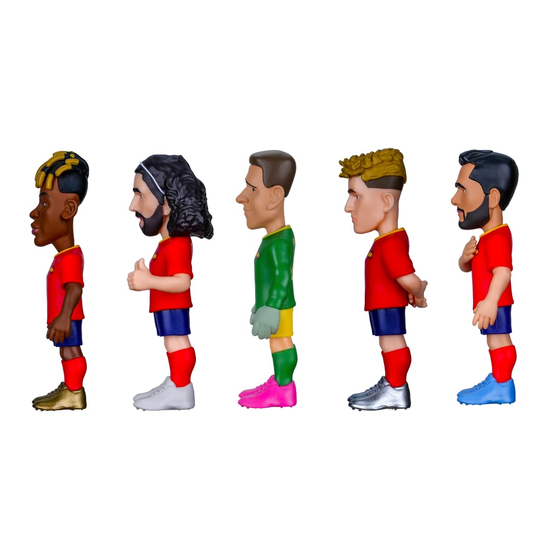 MINIX - Football Stars - Coupe du Monde - Pack - Espagne - 5 Figurines - Figurine à Collectionner 7 cm (Fermín, Williams, Merino, Cucurella, Simon)