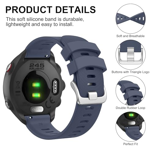 Image of Tobfit 20mm Straps Compatible with Garmin Forerunner 165 /165 Music, Forerunner 55 /158,245 /245 Music, 645 /645 Music Band for Women Men, Silicone Strap for Garmin Watch