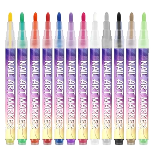 Rotuladores de Esmalte para Uñas | 12 Colores Punta Fina Herramientas De Pintura - Rotuladores de Esmalte de Uñas de Secado Rápido,Para Mujeres, Damas, Hombres, Principiantes, Manicura, Hogar