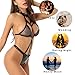 Sxglamr Women's Wet Look Lingerie Set, Backless Leather Bodysuit Metal Tassel Chain Sleepwear Clubwear