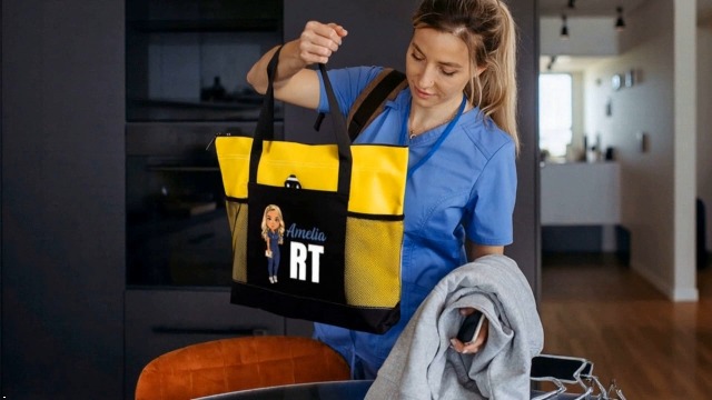 Bolso personalizado para enfermera con caricatura y nombre miniatura 7
