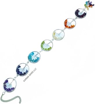 karma gems 7 Chakra Tree of Life Wall Hanging Ornament - Healing Crystal Wall Decor - Christmas Tree Decoration - Memorial Pendant, Prosperity & Good Luck Yoga Meditation - Approximately 13-14 Inch