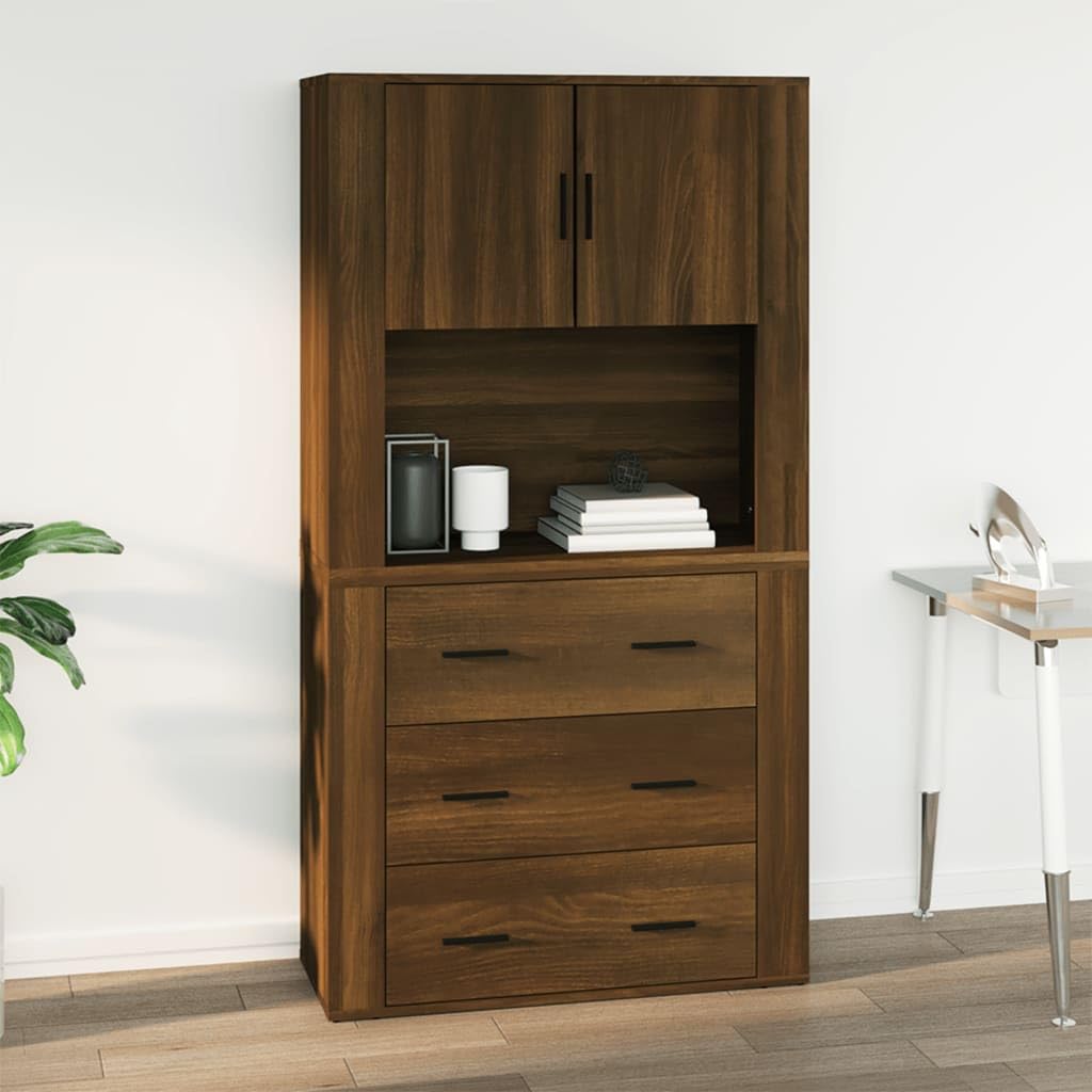 Szafka ścienna, brązowa, imitacja dębu, 80 x 33 x 80 cm, materiał drewnopochodny, dużo miejsca do przechowywania, montaż ścienny, uniwersalny organizer do kuchni, sypialni, przedpokoju i biura
