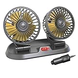 KFZQLRYMX Car Electric Fan Car Flash F410 Car Double-Head Folding Fan Rotatable Rotatable Head Fan Gently Circulates Large Air Fan Reduce Temperature(F410 12V)