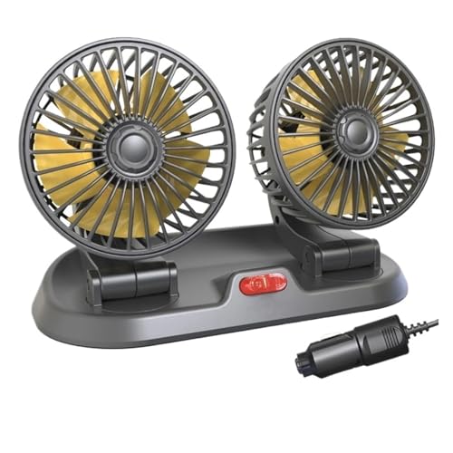 KFZQLRYMX Car Electric Fan Car Flash F410 Car Double-Head Folding Fan Rotatable Rotatable Head Fan Gently Circulates Large Air Fan Reduce Temperature(F410 12V)