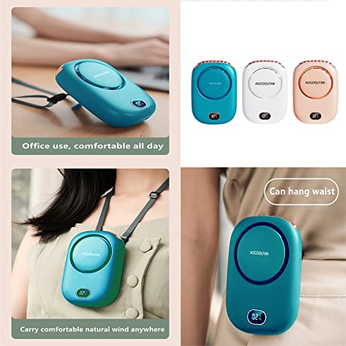 Image of AOCOOLFAN Portable Neck Fan, Mini Small Personal Handheld Fan USB Rechargeable 3 Speed for Girls Boys Woman Eyelash Travel Home Office Outdoor (Blue)