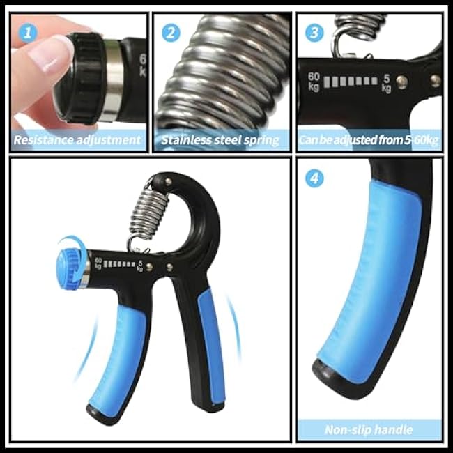 Grip Strength Trainer Adjustable Resistance 22-132 Lbs Hand Grip Strengthener Forearm Exerciser with Counter