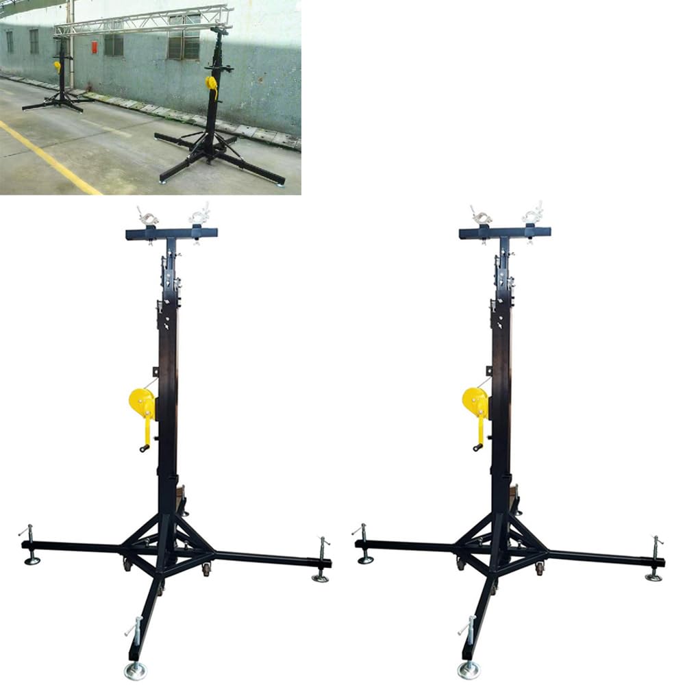 EQCOTWEA Lighting Crank Stand 19FT Two Heavy Duty Hand Crank Light Stands DJ Stage Lighting Truss System Crank Up Light Stand with Outriggers Adjustable Height 440 LB Capacity