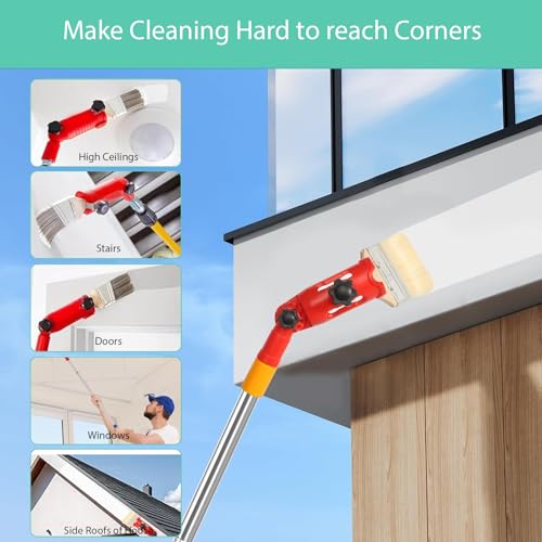 Mehrwinkel Pinsel Verlängerung Farbpinsel Verlängerung,Teleskopstange Malerrolle Satz Lieferung mit Walzenbürste, Pinsel, Rührstab,Farbrührstab, geeignet für die meisten Rollerpinsel