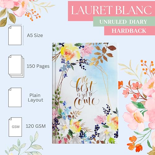 Image of LAURET BLANC Hardbound120 GSM Unruled Notebook- A5 Size, 150 Plain Pages (Style 3)