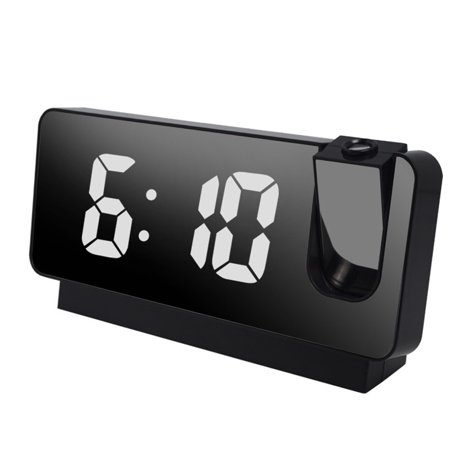 Moderner Einfacher Projektionswecker, LED-Großbildschirm, Digital, Geräuschlos, Elektronische Uhr, Desktop-USB-Plug-in, Leuchtende Schreibtischuhr Klare Projektion(Black)