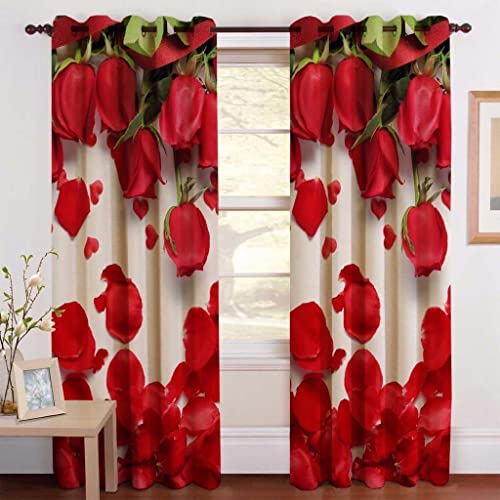 Image of GYANTITEXTURE Door Curtains for Home 7Ft Set of 2 | 3D Digital Curtain Panels for Living Room Bedroom Kids Room | Semi-Sheer Printed Eyelet Drapes for Decoration (4x7 Feet) Roses