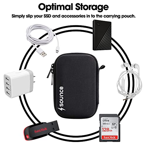 Sounce Hard Drive Carrying Case Storage Organizer Bag 2.5-inch EVA Carry Pouch Compatible with Western Digital WD Elements Seagate Passport Toshiba Earphone Power Bank USB Cable & Portable Hard Drives (Image - 3)