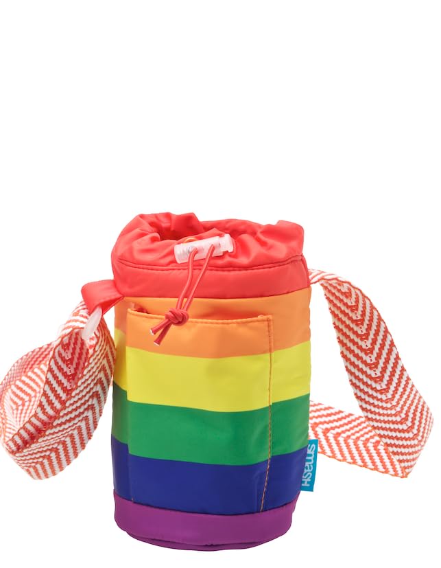 Smash Insulated Water Bottle Bag with Shoulder Strap and Front Pocket, Rainbow