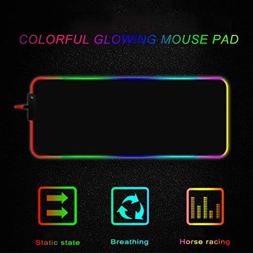Naispanda Black Led RGB Extended Gaming Mouse Pad, Waterproof Non-slip Office Desk Mat with 12 Lighting Mode, for PC Computer RGB Keyboard Mouse, 800 x 300 x 4 mm - Image 6