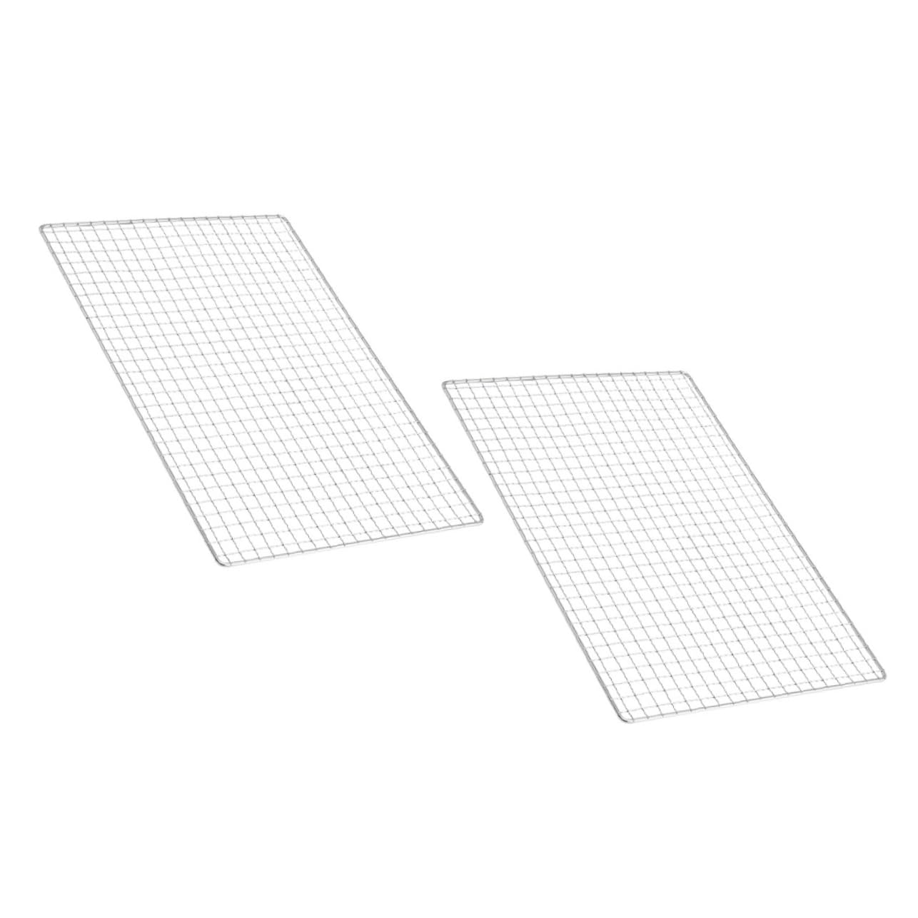 Abaodam Stainless Steel Bbq Mesh 2pcs for Outdoor Picnic Strong Easy to Hold for Grilling