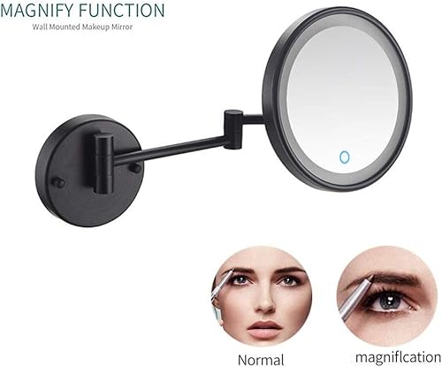 Miniatura 3 de FORTTS Espejo de maquillaje montado en la pared de 8 pulgadas, espejo de maquillaje con luces LED, pantalla táctil, de un solo lado, giratorio de