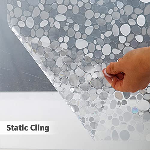 Window Privacy Film, Non Adhesive Static Cling, 3D Decorative Stickers For Glass, Static Cling Window Sticker Decorative Living Room Kitchen Windows - Cobblestone Pattern -23.6Inches X 78.7Inches #TOP2