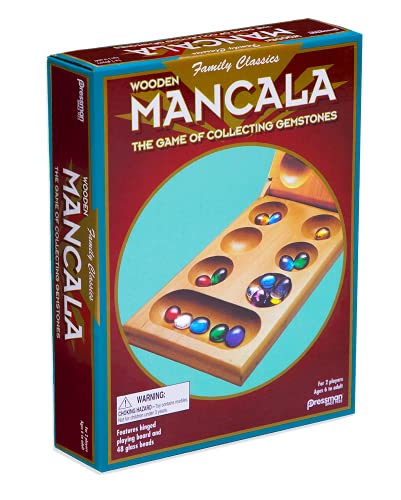 Pressman Mancala - Real Wood Folding Set, with Multicolor Stones by Pressman