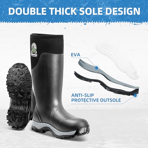 Men's Waterproof Insulated Rubber Hunting Boots – 6mm Neoprene Rain Boots for Outdoor Work, Fishing, Farming & Gardening2