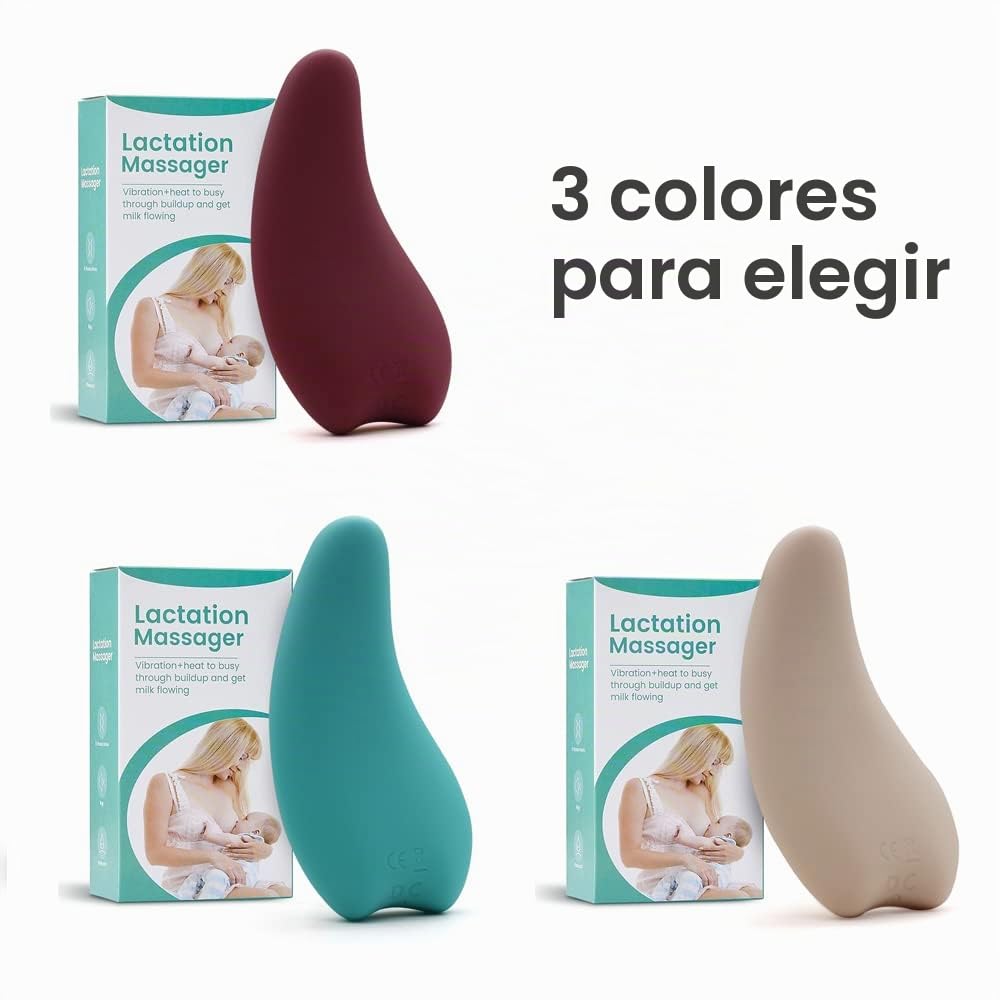 Masajeador de lactancia, masajeador de pecho de silicona suave, calor + vibración para canales vertiginos, flujo de leche mejorado después del parto
