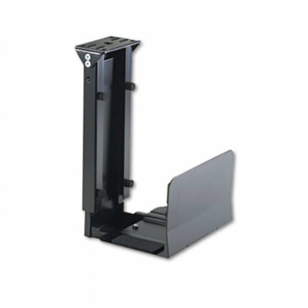 Ergo-Comfort Fixed-Mount Under Desk CPU Holder, 7w x 9-1/2d x 14h, Black