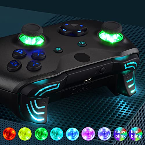 Image of eXtremeRate Multi-Colors Luminated Dpad Thumbsticks Start Back ABXY Action Buttons, Black Classical Symbols Buttons DTFS (DTF 2.0) LED Kit for Xbox One S /X Controller - Controller NOT Included