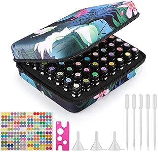 FITNATE Essential Oil Storage Holds 56 Bottles for 5/10/15ml Shockproof, Waterproof and Durable, Essential Oils Travel Case with Bottle Opener, Colorful Stickers, Droppers and Funnel