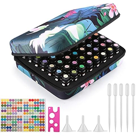 FITNATE Essential Oil Storage,Lotus 56 Bottles Essential Oil Case Shockproof, Waterproof and Durable, Holding 5/10/15 ml Bottles, Essential Oils Travel Case for Young Living Oils,Doterra Containers Cover