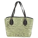 Brown Purse Fashion Jacquard Fabric Bible Cover Case with Handle, Large