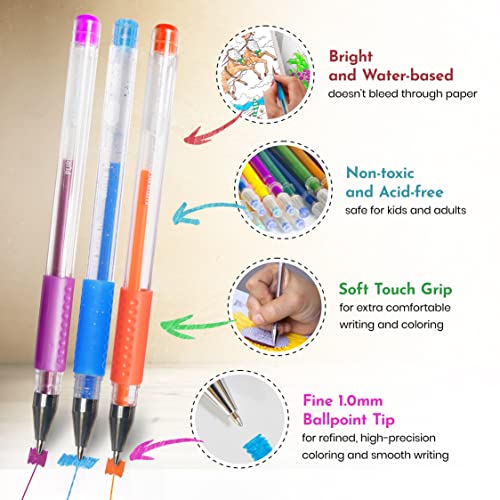 Colorit Gel Pens For Adult Coloring Books 192 Pack - 12 Metallic Gel Pens, 12 Neon Gel Pens, And 72 Glitter Pens For Art & Office With 96 Matching Refills (192 Count Gel Ink Pens And Glitter Gel Pens) #TOP1