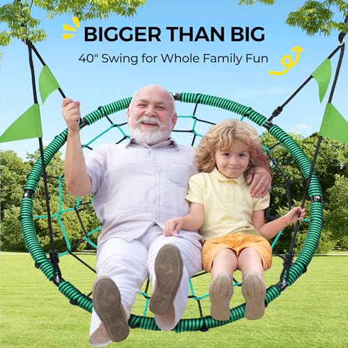 image for PACEARTH 40” Spider Web Saucer Swing for Kids & Adults Max 700LBS He