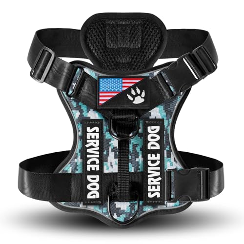 屋外反射犬トレーニングハンティングキャンプの安全ベストハーネス中および大型犬用の柔らかく快適な調整可能なサービスドッグハーネス,b,XS