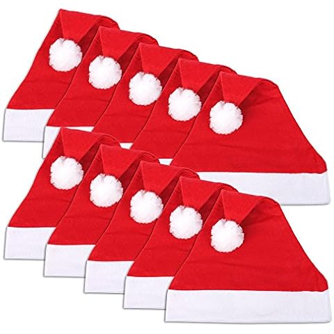 Schramm® 10 Stück Weihnachtsmützen 30x41cm Nikolausmützen Weihnachtsmann Mütze Weihnacht Nikolaus 10er Pack Cover