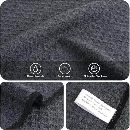 KinHwa 6 Pack Microfibre Drying Towels Waffle Dish Cloth Super Absorbent Washable Kitchen Tea Towels 30 x 30 cm Grey - Image 3