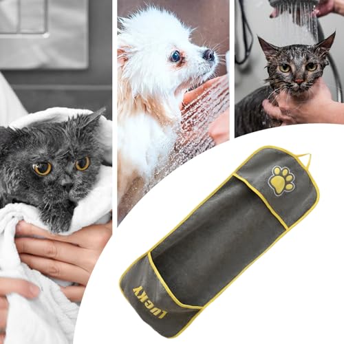 Trockenhandtuch für Hunde – Hundebadetuch mit Eingrifftaschen | Hundezubehör zum Reinigen, Massieren, Pflegen, Baden, Duschen, Badezimmer, tägliche Pflege, Hygiene, Katzen, Welpen
