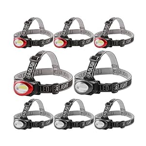 Lichamp Camping Headlamp Flashlight 8 Pack, Outdoor Super Bright COB Head Lamp Gear for Running, Reading, Hiking, Walking, Climbing, Fishing, Hunting, Jogging, Headlight Multipack for Adults, Kids