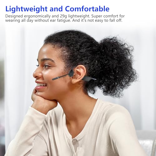 Image of Meetings Open-Ear Headphones with Rotatable Noise-Canceling Boom Mic, Bone Conduction Bluetooth 5.4 Headphones with One-Touch Mute&Magnetic Charging for All-Day Use,Perfect for Driving Learning