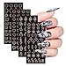24 Sheets Airbrush Stencils Nail Stickers for Nail Art, French Nail Decals Printing Template Stencil Tool Moon Stars Heart Butterfly French Design Hollow (154 Designs)